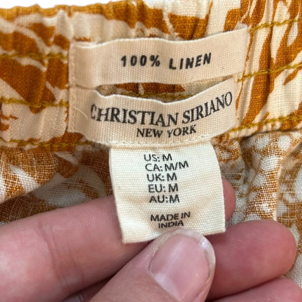 Christian Siriano Mini Ruffle Skirt Women Sz Large Linen Mustard Yellow Pockets - Picture 6 of 14